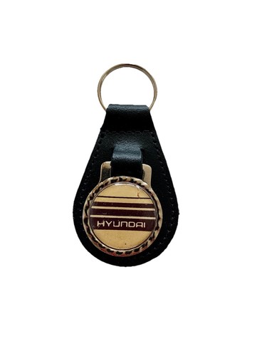 Black leather keyring fob - leather,