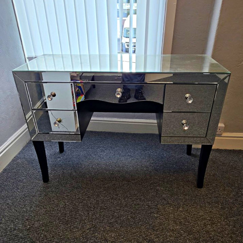 Mirrored glass dressing table - mirrored,