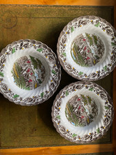 3 x Vintage Myotts Country Life Soup bowls 22cm diameter.  Hand engraved.
