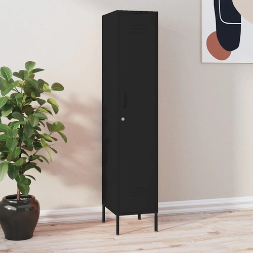 Walplus black steel locker - black,