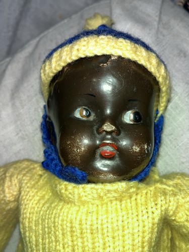 Vintage black composition head - black,