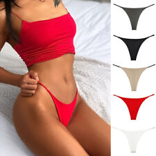 Women Thin Strappy Thongs G String Low Rise Bikini Panties Underwear Solid Color
