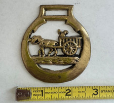 Brass Horse Medallion Vintage English Horse Cart Driver Ginger Jar Decor