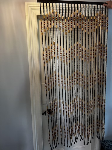 Vintage wooden beaded door - wooden,