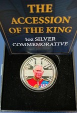 1 Oz Silver Coin The King Charles lll  "Accession of the King". Limited 995