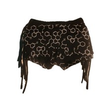 Cyberdog Ladies M Antimatter Shorts Fringe Tassel Black Silver Rave Goth Cyber