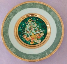The Art Of Chokin 24KT Gold Gilded Christmas Tree Plate 6 Inches Diameter