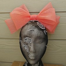 coral pink bow hair clip