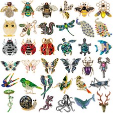 Vintage Insects Bee Crystal Brooch Pin Costume Badge Womens Party Jewellery Gift