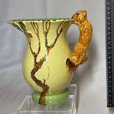 Burleigh Ware Art Deco Squirrel Jug 1930's Primrose Yellow/Green Tree Acorn