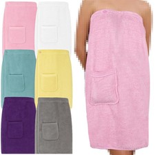 Ladies Towel Wrap Highly Absorbent Soft Cotton Women Bath Body Wrap With Pocket