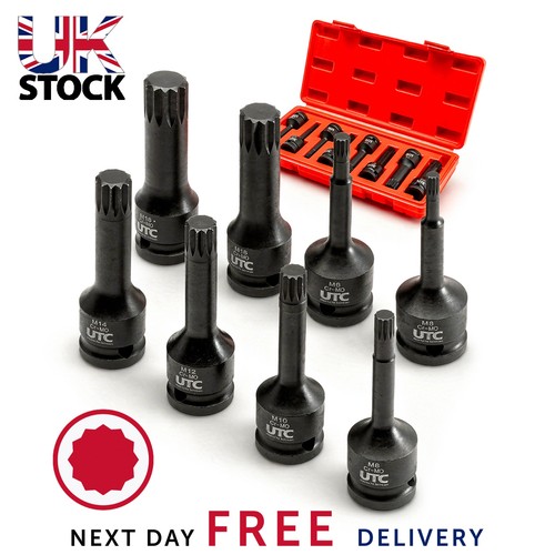 8pc impact spline bit - spline,