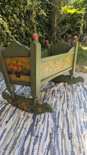Wooden doll rocking - rocking, crib