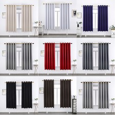 Heavy Thick Thermal Blackout Ready Made Eyelet & Pencil Pleat Door Curtains UK