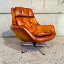 1970s Danish Egg Chair – Cognac Leather Swivel Base Generous Size #A790