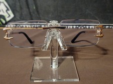Cartier Gold Eyeglass Frames Clear Lenses Glasses W/Box Signature Logo 