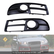 1 Pair Front Bumper Fog Light Grill Cover Bezel For Audi A4 B7 S-Line S4 2005~08