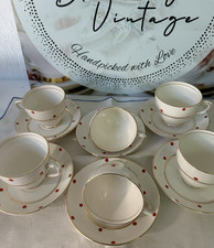 Vintage China Tea Set  x 6 Red