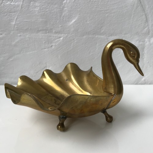 Vintage brass swan shell - swan,