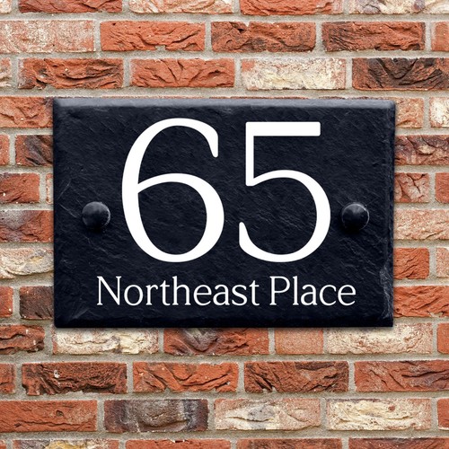 Slate house number sign - number,