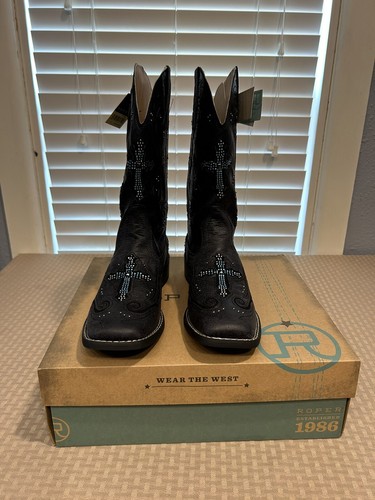 Roper boots ladies black faux - boots,