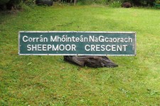 Ireland- Salvaged, Upcycled Irish street sign SHEEPMOOR CRESCENT Pub, Restaurant