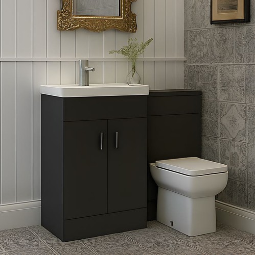 Soft black compact slim vanity - black,