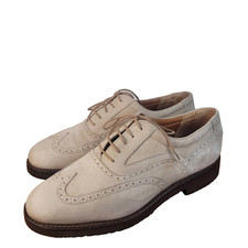 Salvatore Ferragamo Shoes UK 7.5 US 8.5 EU 41 Cream Stone Nubuck Leather Brogues