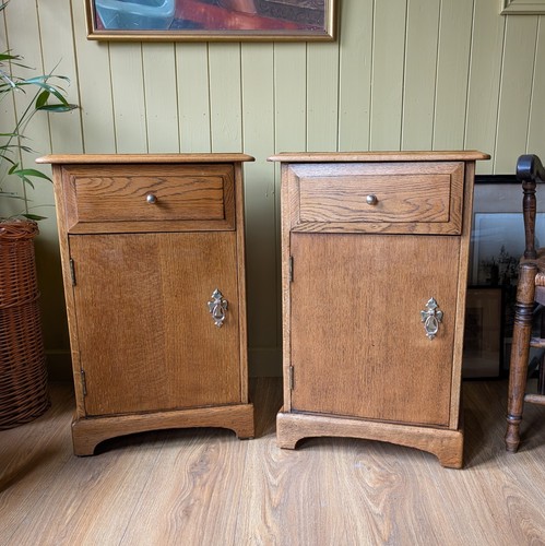 Pair vintage oak - pair, of