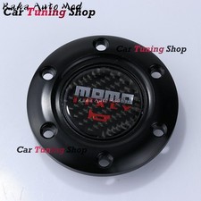 JDM MOMO Carbon Fiber Sport Steering Wheel Horn Button+Black Aluminium Ring