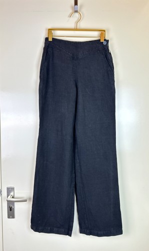 Oska linen black wide - linen, leg