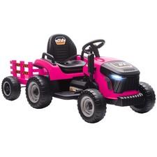AIYAPLAY Ride on Tractor and Trailer, 12V Electric Ride on Tractor, Pink