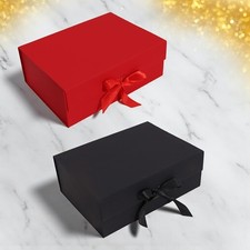 Flat Pack Gift Box - Extra Large (33x25x12cm) - Red /Black