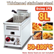 8L Single Tank Commercial Gas Fryer Catering LPG Stainless Steel Frying Tool New