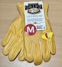 Wells Lamont Grips Genuine Leather Cowhide Gloves Men's Medium Med - Palm Patch