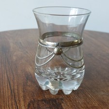 Set of 6 Moroccan Style Mint Tea  Handblown Glasses with Metal Silver Filigree