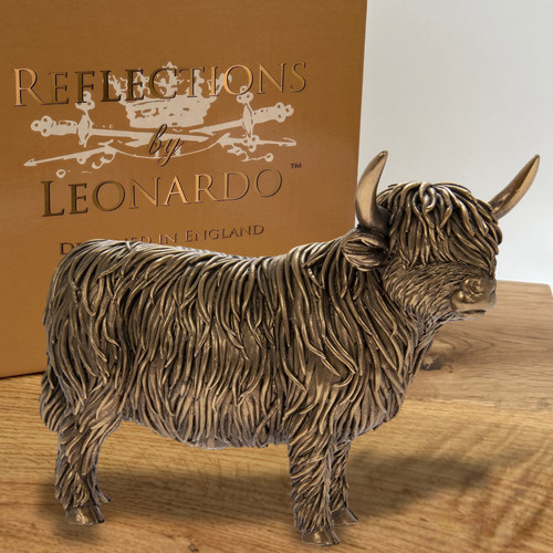 Bronze highland cow ornament - cow,