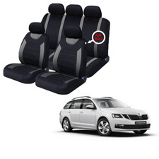 FOR Skoda Octavia Black & Grey Car Seat Covers Protectors Full Set Washable Pet