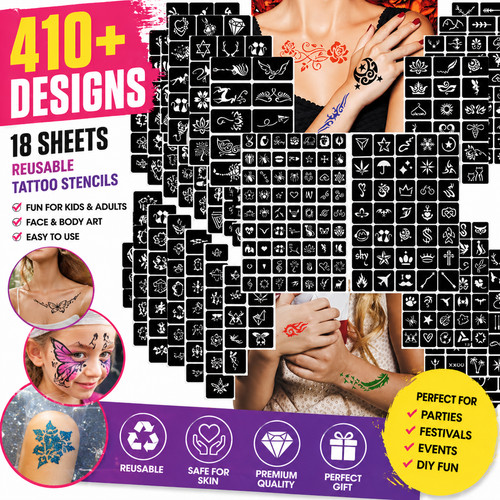 410pcs temporary tattoo - 410pcs,