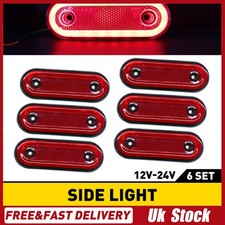 6x Oval 20 LED Red Side Marker Light Indicator Lamp Orange Trailer Truck Lorry