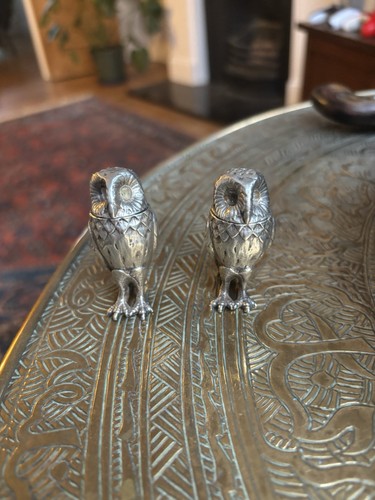 Sterling silver owl - owl, salt