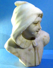 Alabaster Bust Young Girl Maiden Grand Tour Hand Carved Sculpture Marble