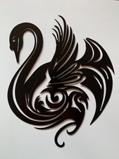 Swan Elegant Black Swan, Silver or Flamed Colour metal wall art