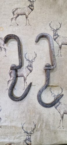 Vintage butchers rail hooks - butchers,