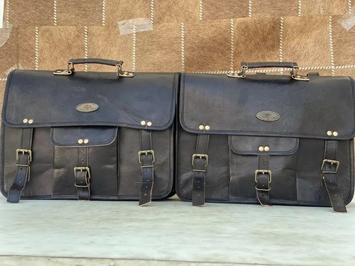 Large leather saddle bag - large, 2