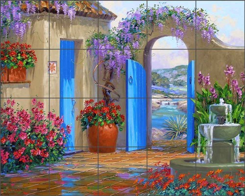Ceramic tile mural backsplash - tile,