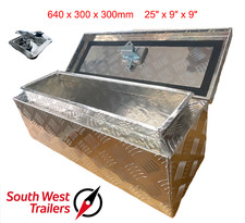 Lockable Truck Trailer Storage Aluminium Chequer Plate Tool Box 25" x 9" x 9"