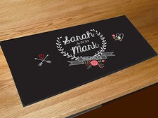 Personalised Wedding floral style bar runner home bar counter mat
