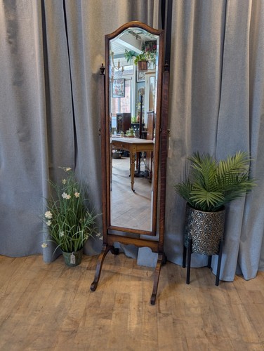 Antique oak cheval bevelled - oak,