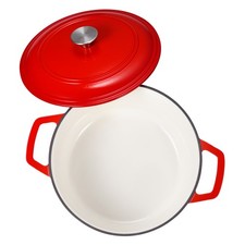 Uimoso Enameled Cast Iron Dutch Oven with Lid and Handles, 5.7L, Red